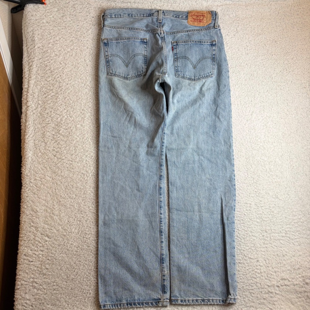 Y2K Levis 501xx Original Fit Jeans Mens 36x32 Light Wash Blue Denim 501-0134